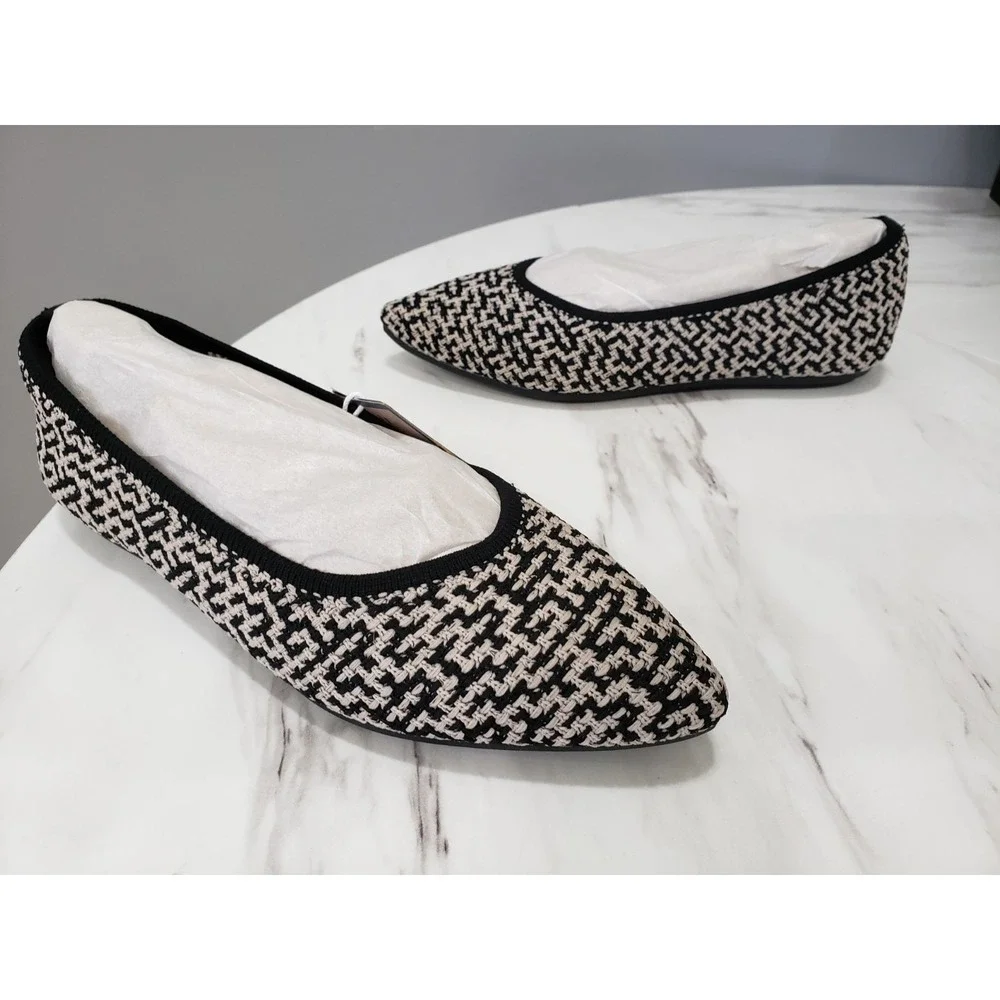 NEW NO BOX Skechers Sz 7.5 Cleo Point Chic Allure Pointed Toe Flats Houndstooth